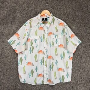 Raised By‎ Coyotes Shirt Mens 3XL White Crying Saguaros Western Pearl Snap